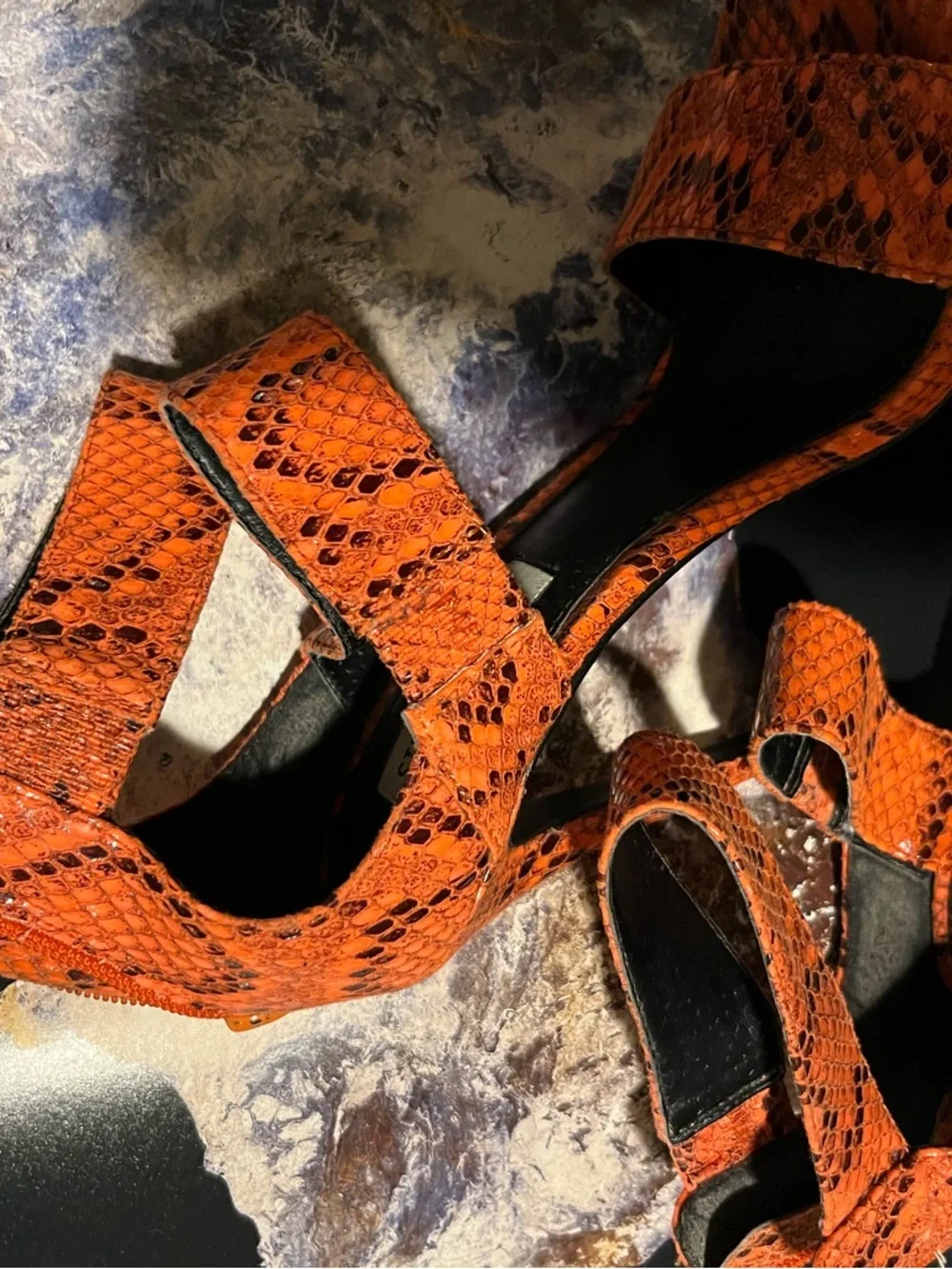 Steve Madden Orange Snake-Texture Reptile Habitat Accent